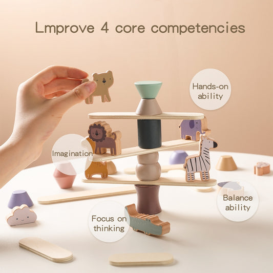 Building Blocks Animal Stacking Balance Wood Educational Toys